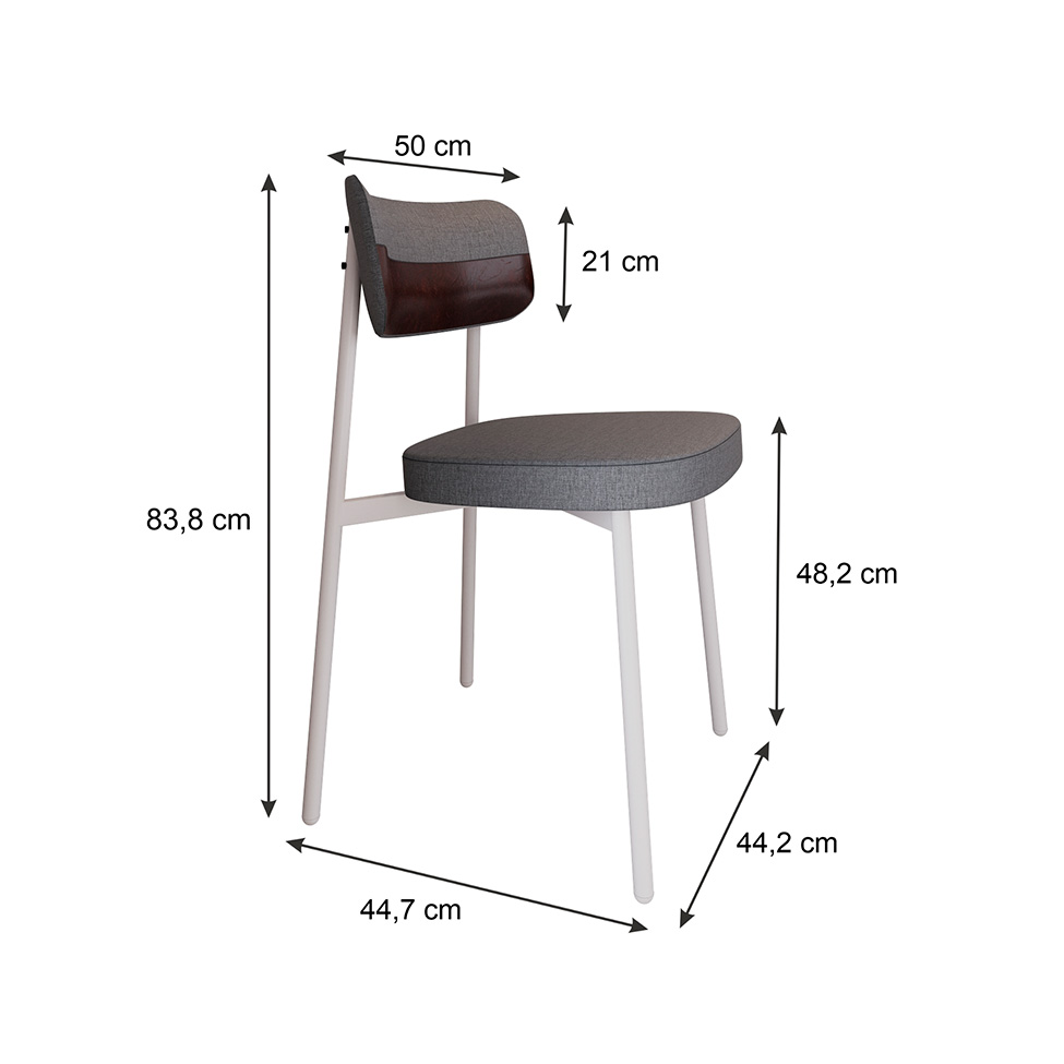 Conjunto com 2 Cadeiras Alloa Polipropileno Cinza e Café
