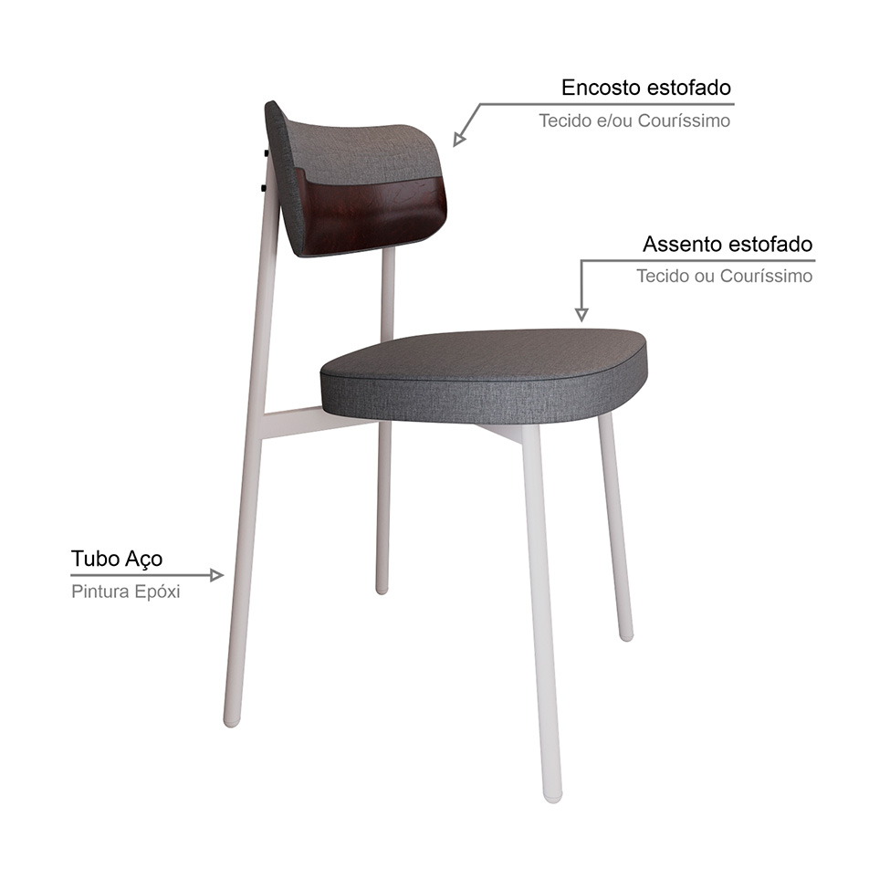 Conjunto com 2 Cadeiras Alloa Polipropileno Cinza e Café