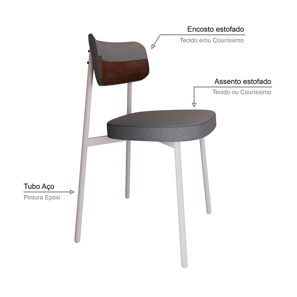 Conjunto com 2 Cadeiras Alloa Polipropileno Cinza e Whisky