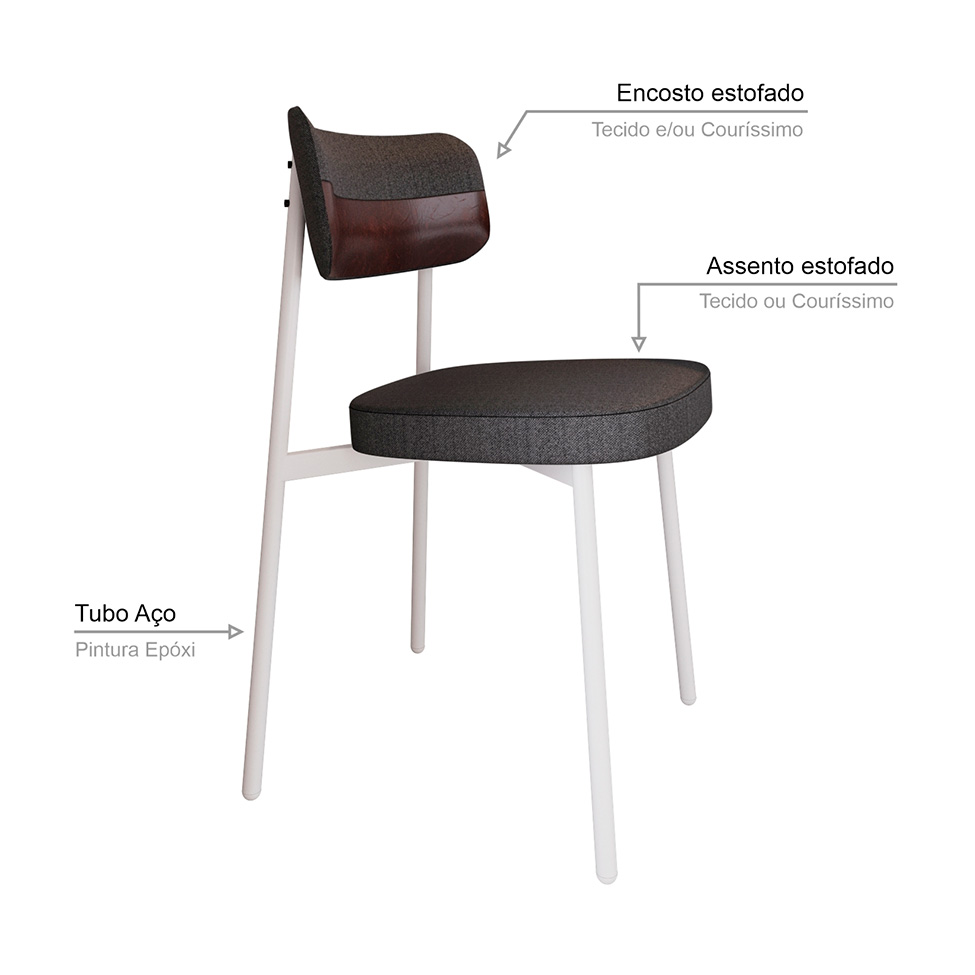 Conjunto com 2 Cadeiras Alloa Polipropileno Grafite e Café