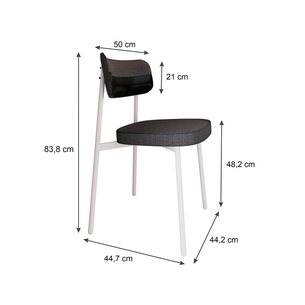 Conjunto com 2 Cadeiras Alloa Polipropileno Grafite e Preto