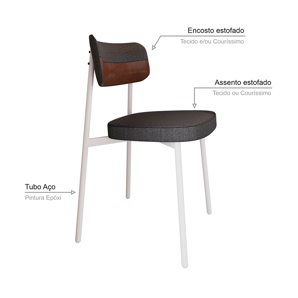 Conjunto com 2 Cadeiras Alloa Polipropileno Grafite e Whisky
