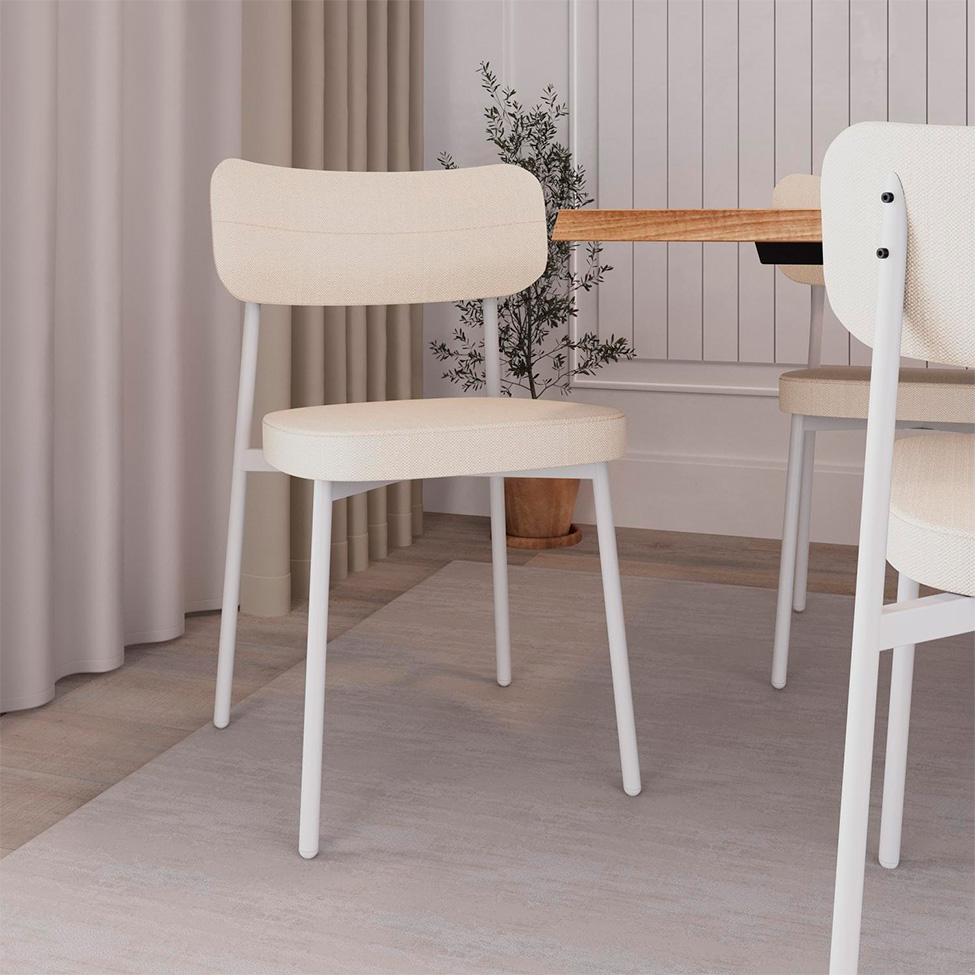 Conjunto com 2 Cadeiras Alloa Polipropileno Palha e Branco