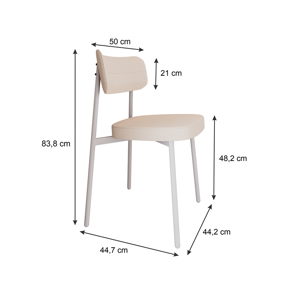 Conjunto com 2 Cadeiras Alloa Polipropileno Palha e Branco