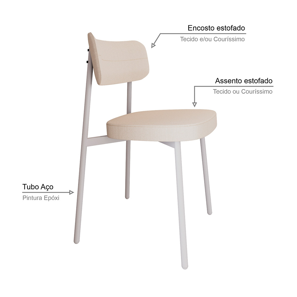 Conjunto com 2 Cadeiras Alloa Polipropileno Palha e Branco