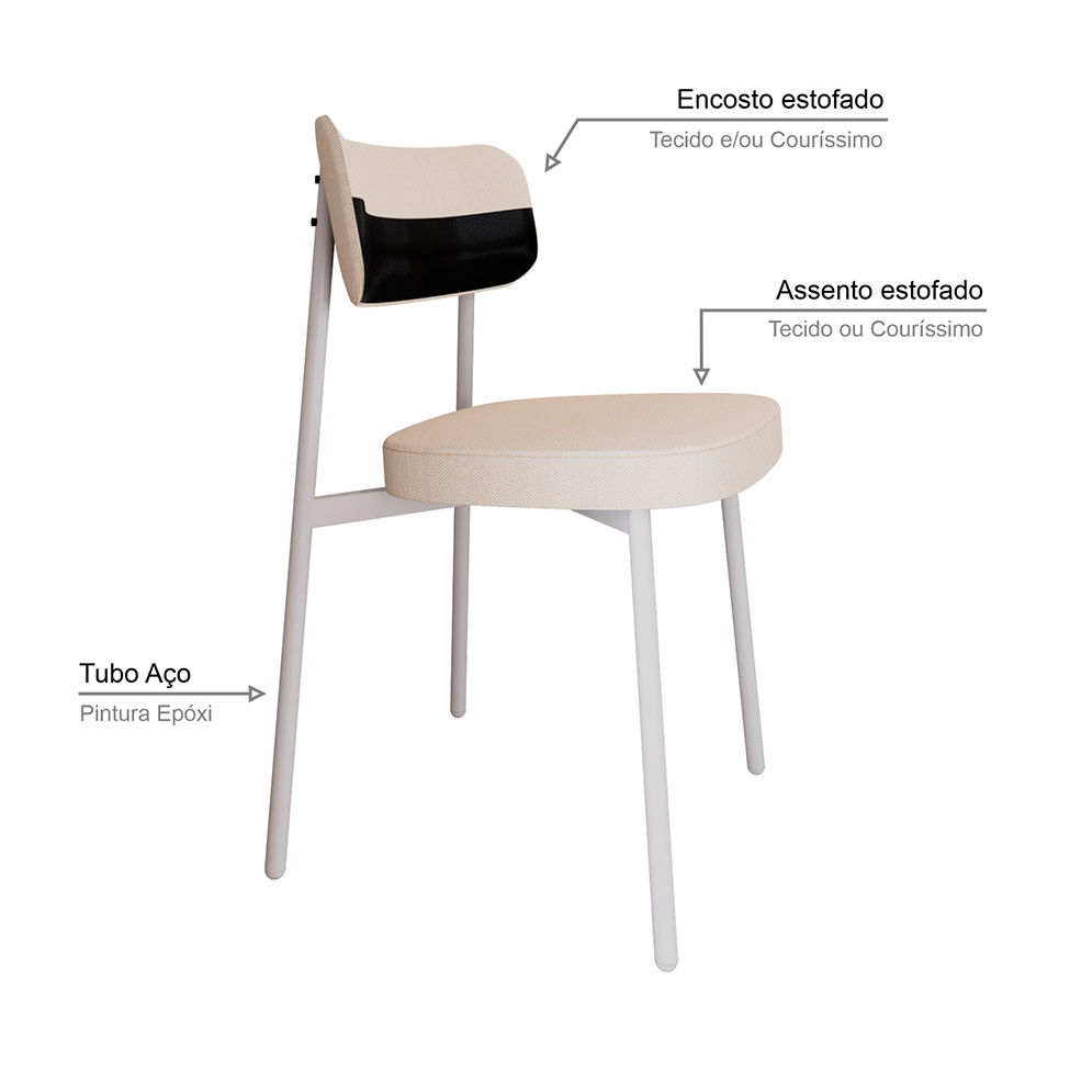 Conjunto com 2 Cadeiras Alloa Polipropileno Palha e Preto