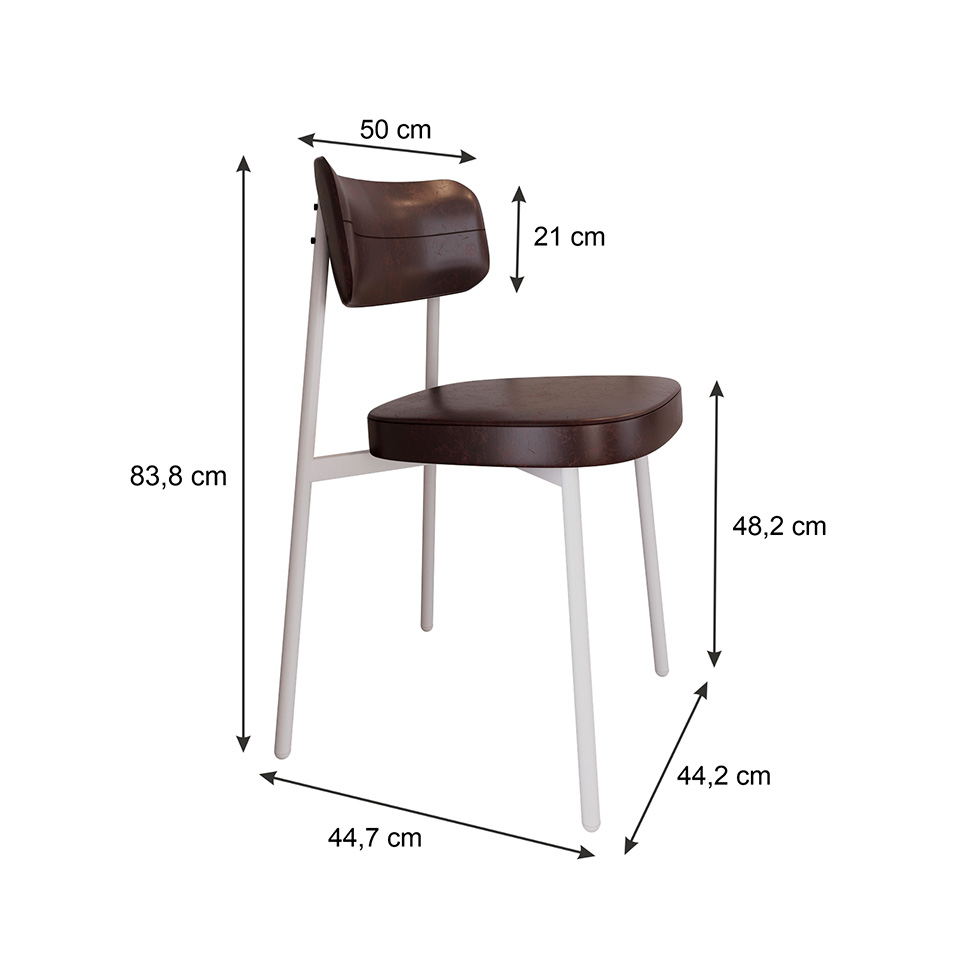 Conjunto com 2 Cadeiras Alloa Revestimento Sintético Café e Branco