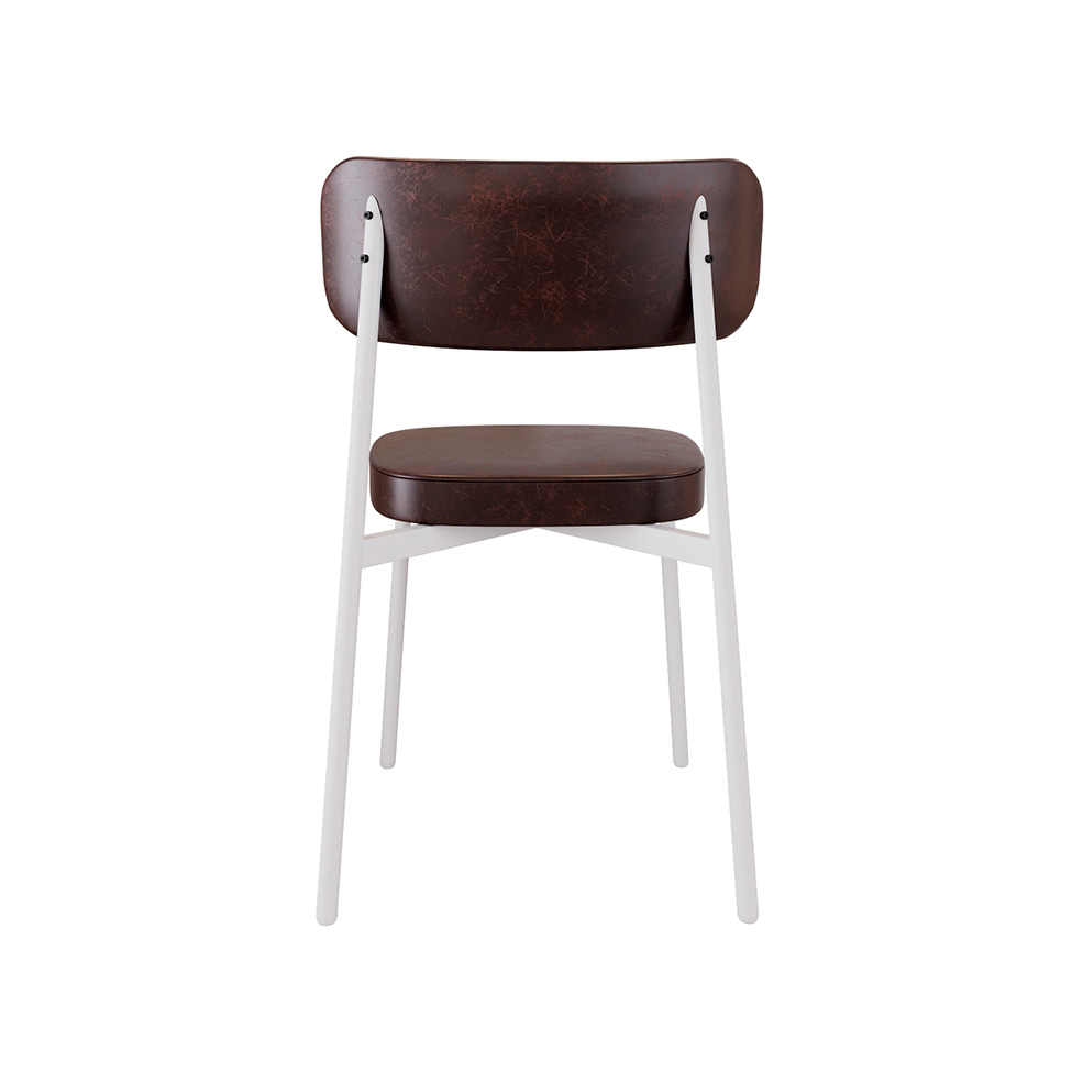 Conjunto com 2 Cadeiras Alloa Revestimento Sintético Café e Branco