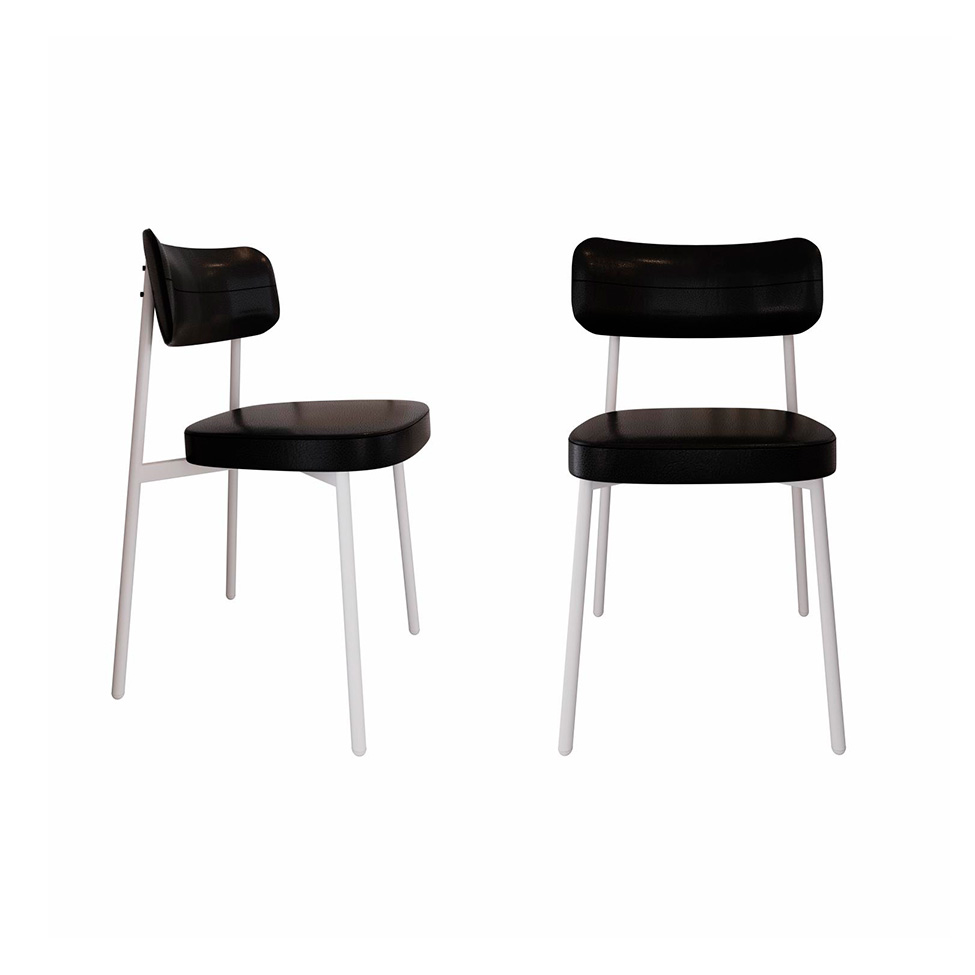 Conjunto com 2 Cadeiras Alloa Revestimento Sintético Preto e Branco