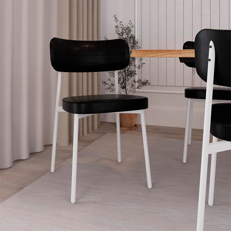 Conjunto com 2 Cadeiras Alloa Revestimento Sintético Preto e Branco