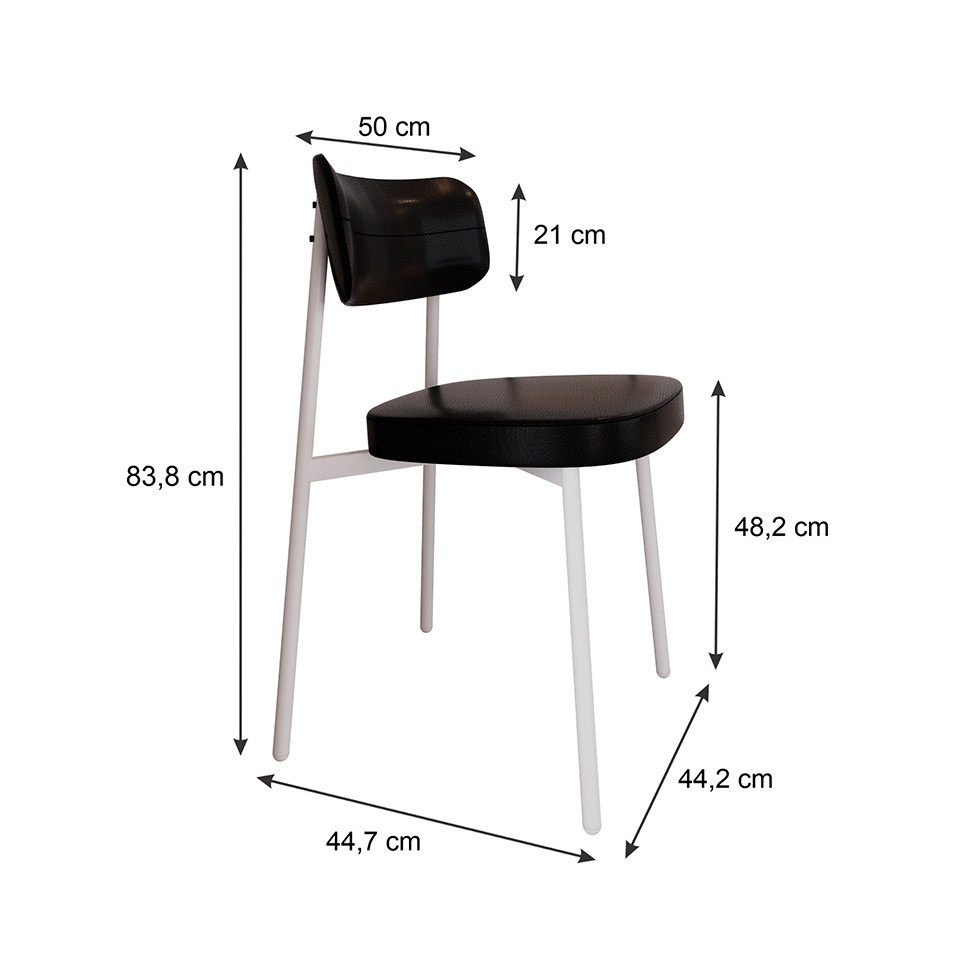 Conjunto com 2 Cadeiras Alloa Revestimento Sintético Preto e Branco