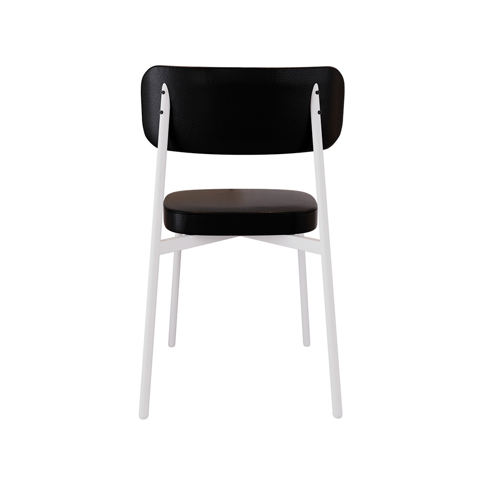 Conjunto com 2 Cadeiras Alloa Revestimento Sintético Preto e Branco