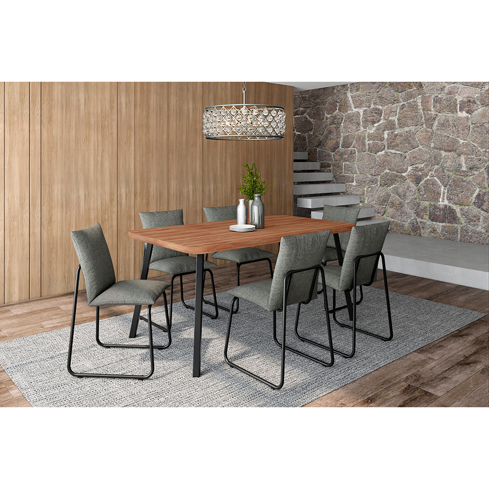 Conjunto com 2 Cadeiras Amélia Linho Grafite e Preto