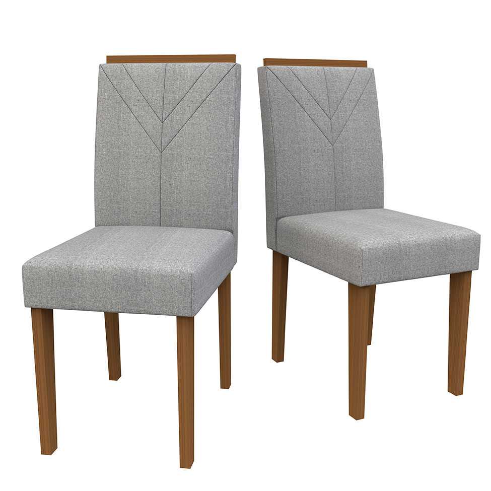 Conjunto com 2 Cadeiras Amanda Linho Cinza e Imbuia