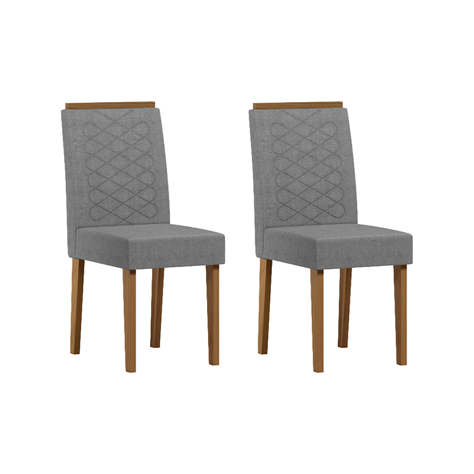 Conjunto com 2 Cadeiras Aurea Bouclé Cinza e Cinamomo