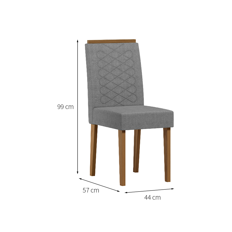 Conjunto com 2 Cadeiras Aurea Bouclé Cinza e Cinamomo