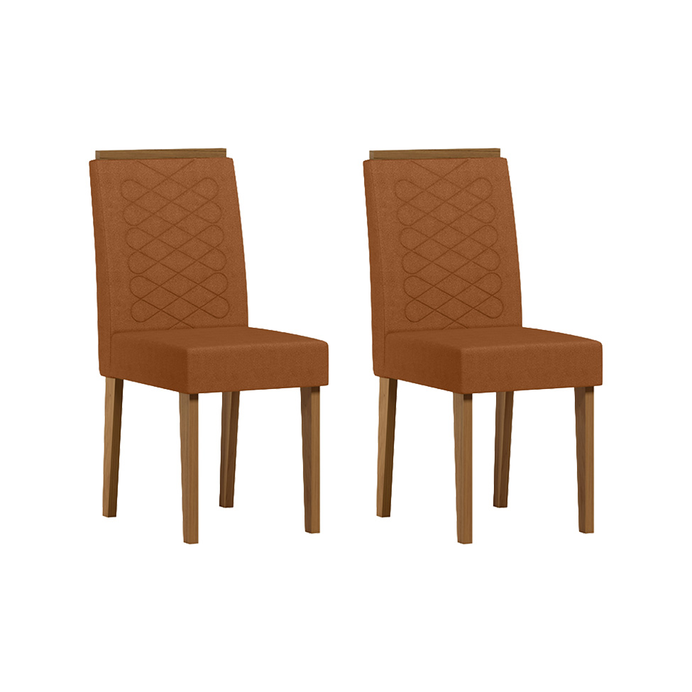 Conjunto com 2 Cadeiras Aurea Bouclé Damasco e Cinamomo