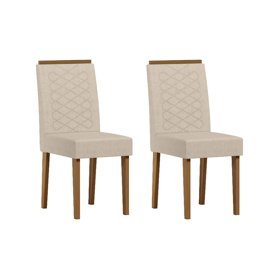 Conjunto com 2 Cadeiras Aurea Bouclé Gelo e Cinamomo