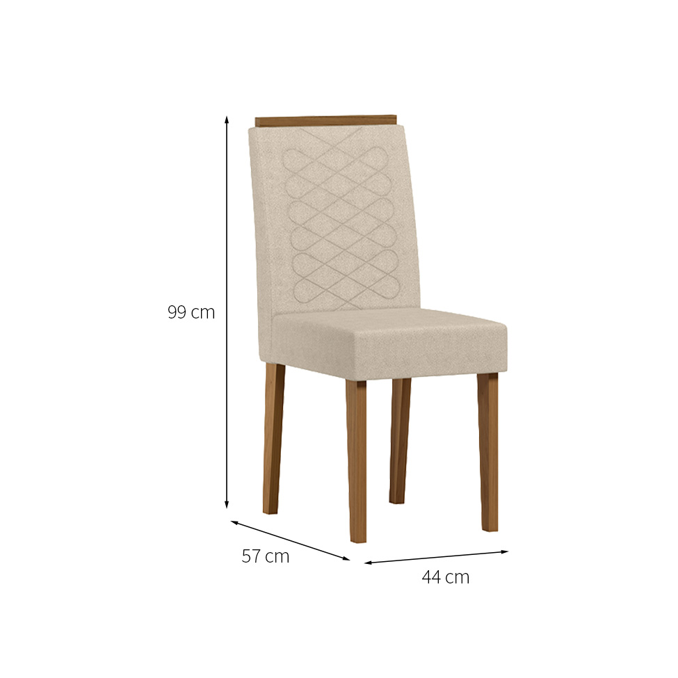 Conjunto com 2 Cadeiras Aurea Bouclé Gelo e Cinamomo