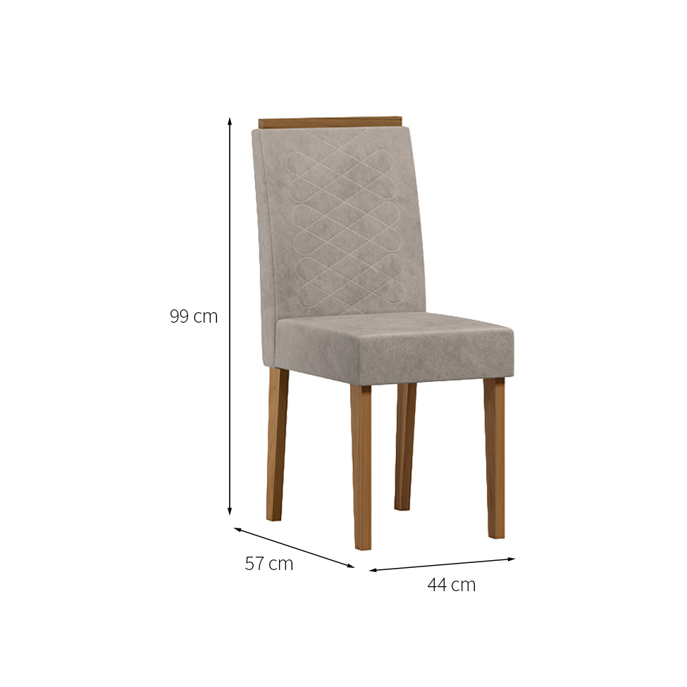 Conjunto com 2 Cadeiras Aurea Chenille Cinza e Cinamomo