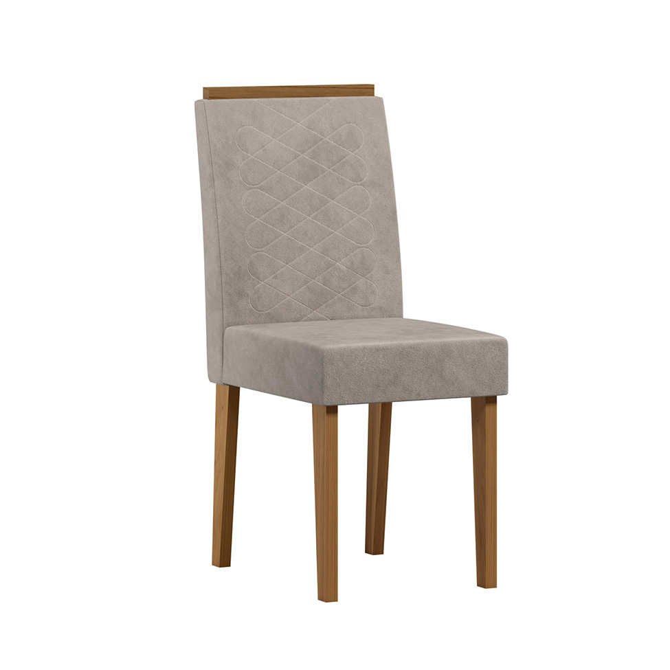Conjunto com 2 Cadeiras Aurea Chenille Cinza e Cinamomo