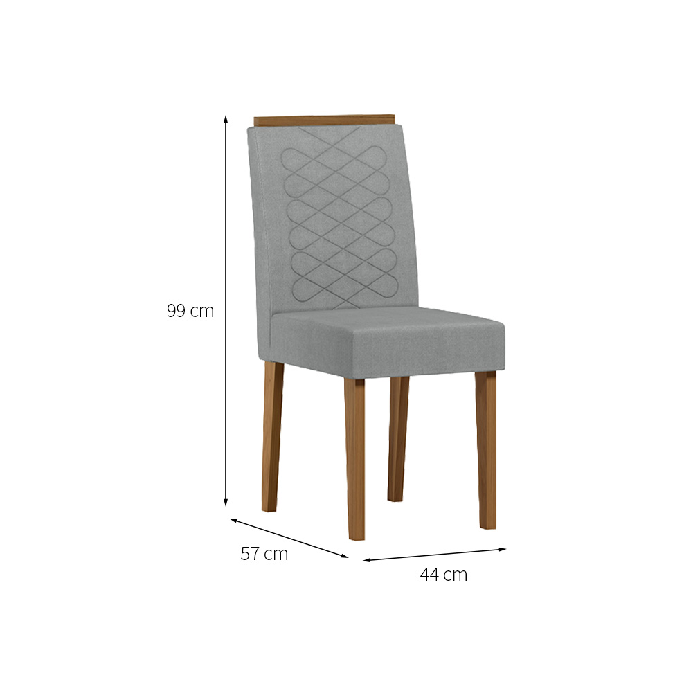Conjunto com 2 Cadeiras Aurea Linho Cinza Claro e Cinamomo