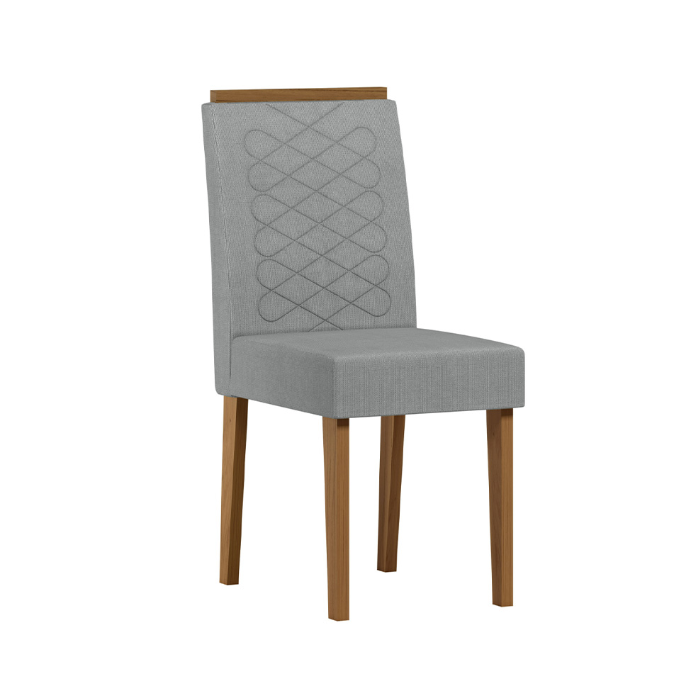 Conjunto com 2 Cadeiras Aurea Linho Cinza Claro e Cinamomo