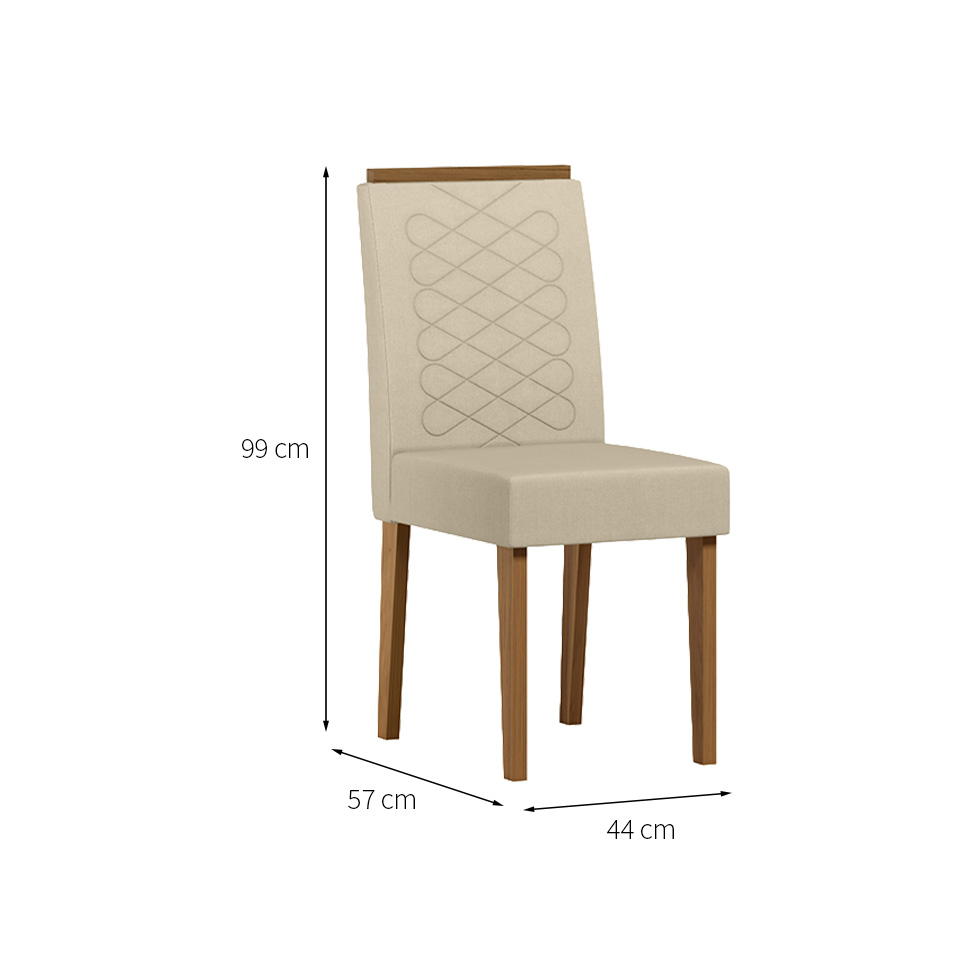 Conjunto com 2 Cadeiras Aurea Linho Palha e Cinamomo