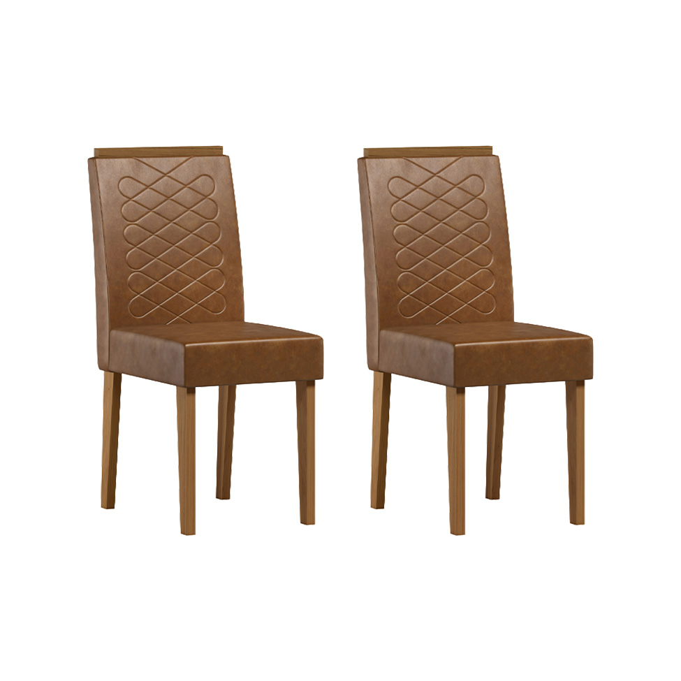 Conjunto com 2 Cadeiras Aurea Revestimento Sintético Ocre e Cinamomo
