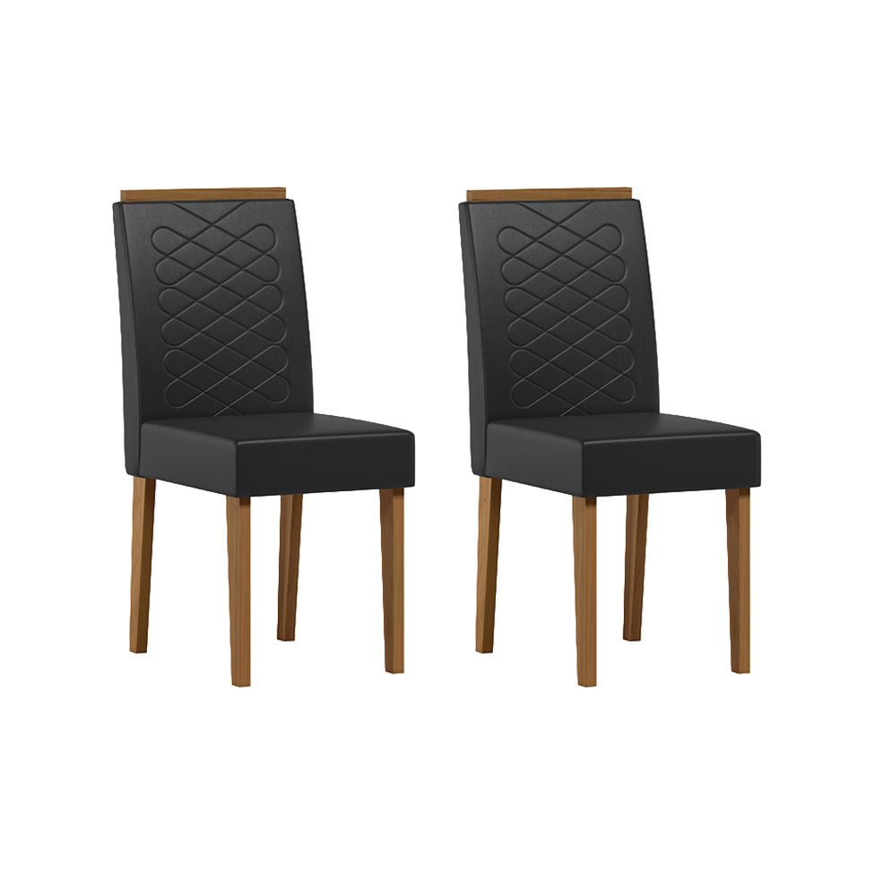 Conjunto com 2 Cadeiras Aurea Revestimento Sintético Preto e Cinamomo