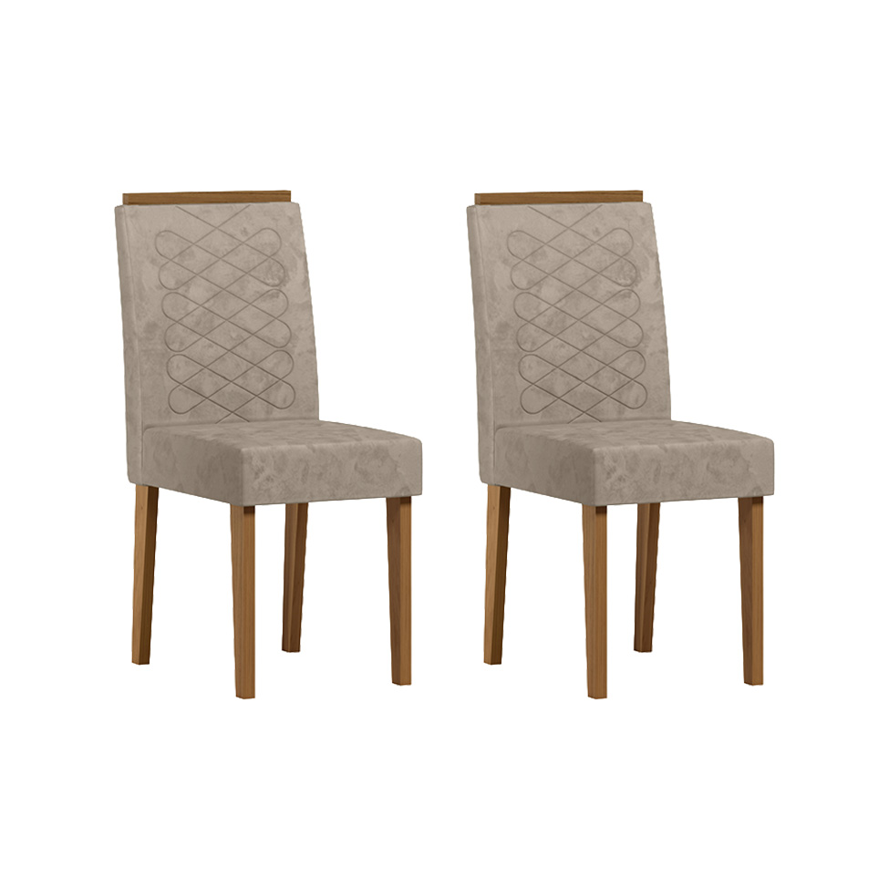 Conjunto com 2 Cadeiras Aurea Suede Marrom e Cinamomo