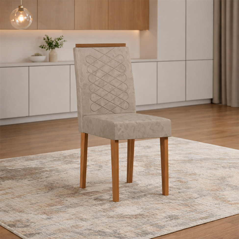 Conjunto com 2 Cadeiras Aurea Suede Marrom e Cinamomo