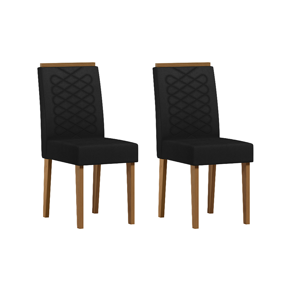 Conjunto com 2 Cadeiras Aurea Veludo Preto e Cinamomo