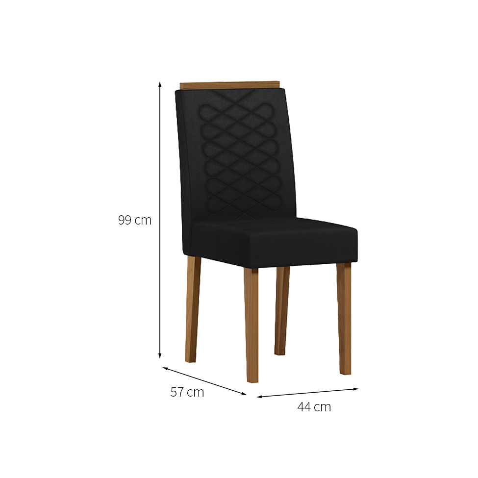 Conjunto com 2 Cadeiras Aurea Veludo Preto e Cinamomo