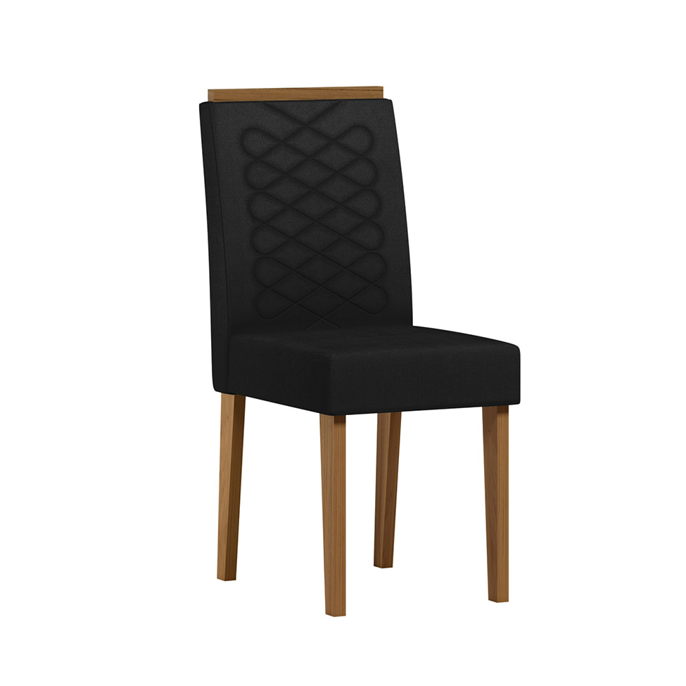 Conjunto com 2 Cadeiras Aurea Veludo Preto e Cinamomo