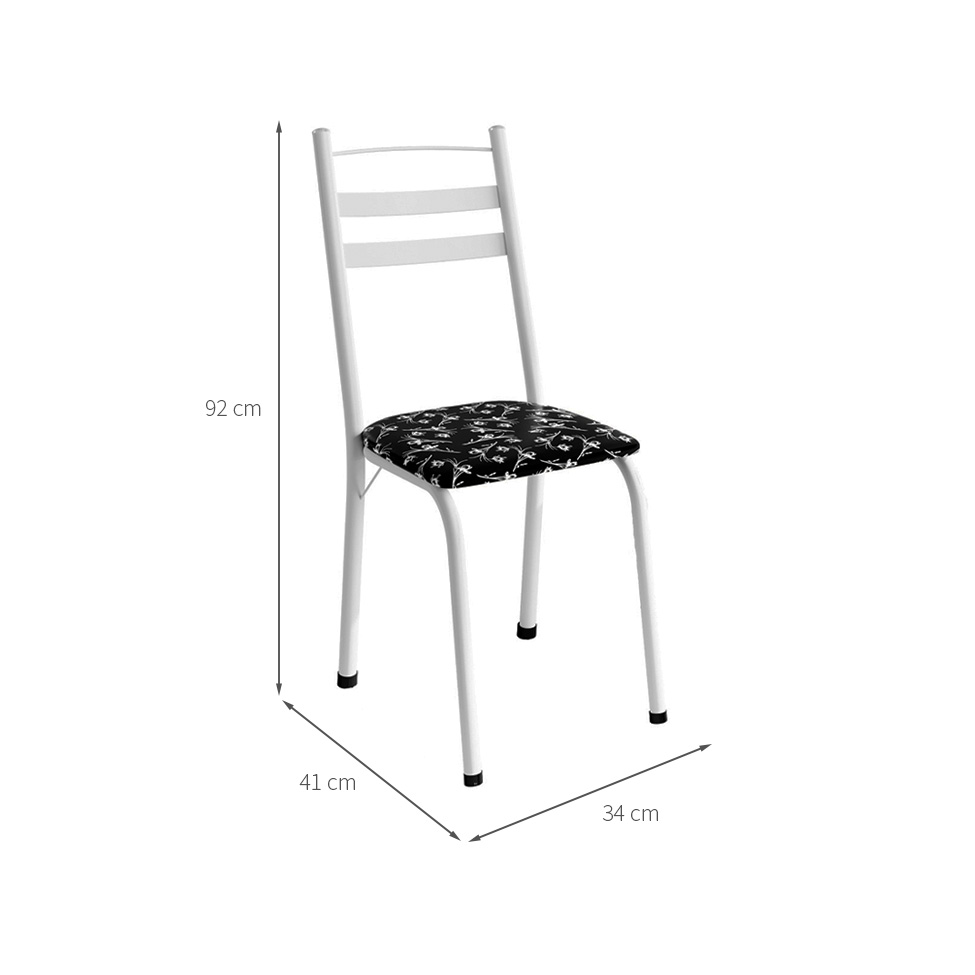 Conjunto com 2 Cadeiras Beatrice Revetimento Sintético Preto e Branco