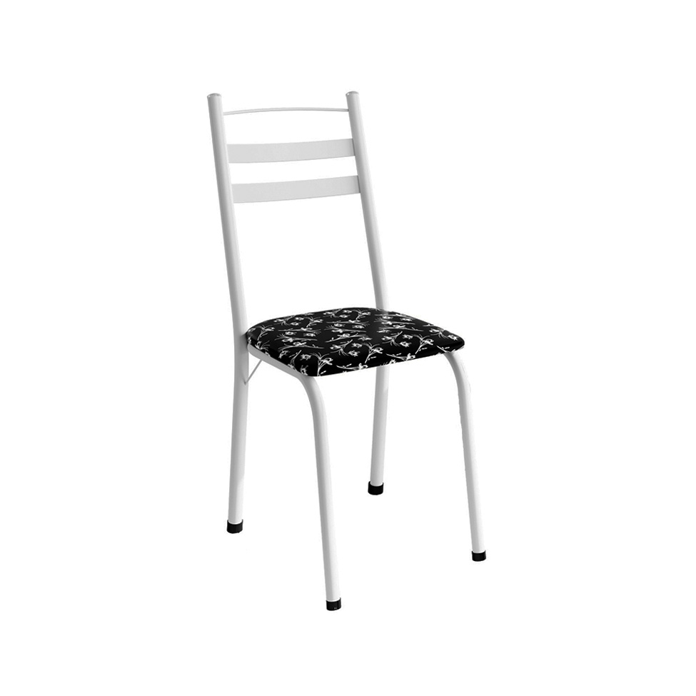 Conjunto com 2 Cadeiras Beatrice Revetimento Sintético Preto e Branco