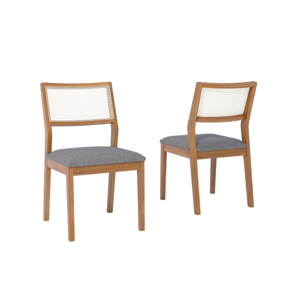 Conjunto com 2 Cadeiras Bella Linho Grafite e Madeira