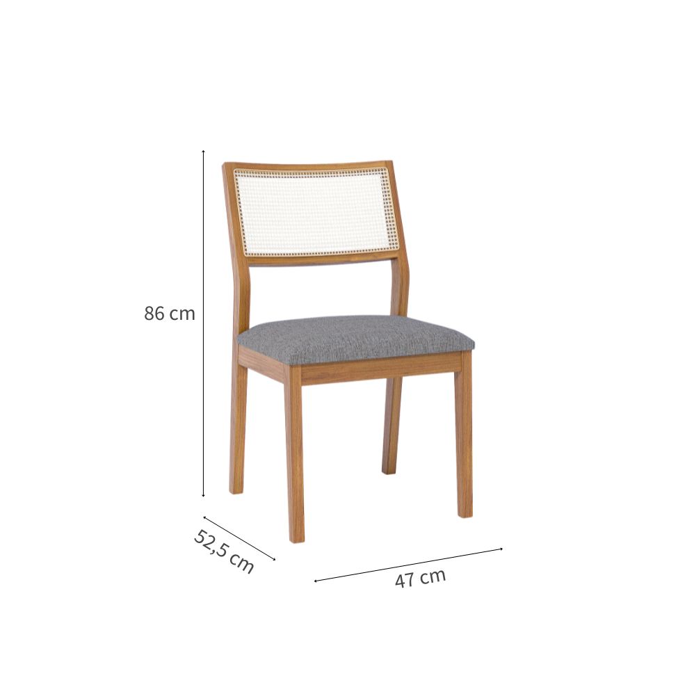 Conjunto com 2 Cadeiras Bella Linho Grafite e Madeira