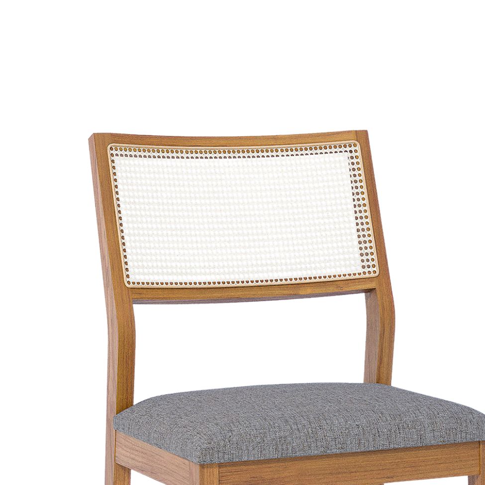 Conjunto com 2 Cadeiras Bella Linho Grafite e Madeira