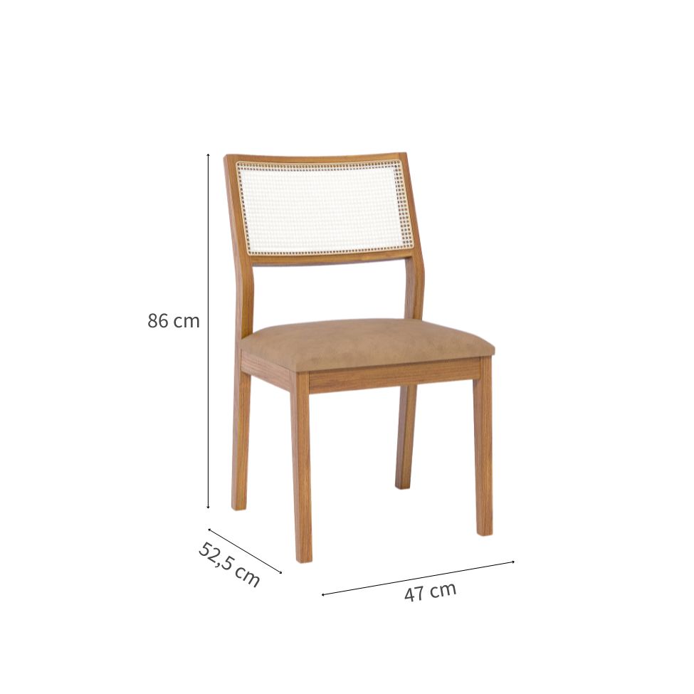 Conjunto com 2 Cadeiras Bella Revestimento Sintético Kaki e Madeira