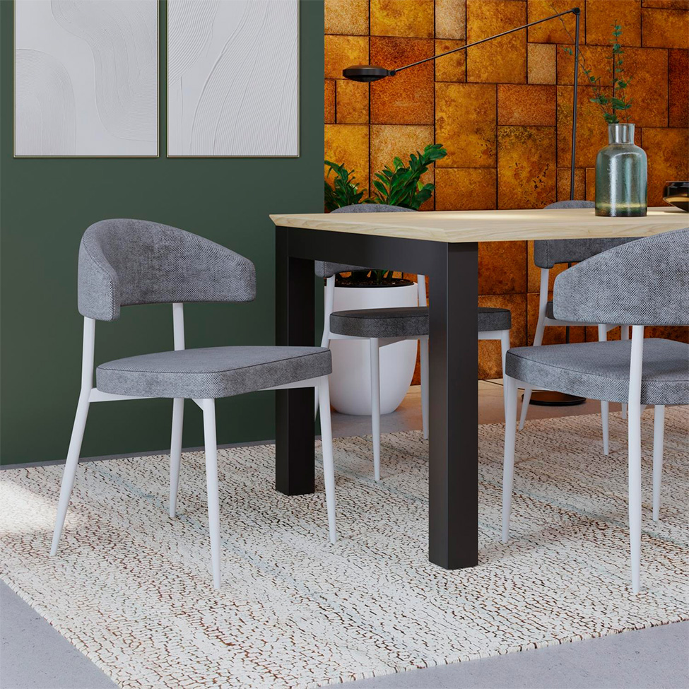Conjunto com 2 Cadeiras Bless Cinza e Branca