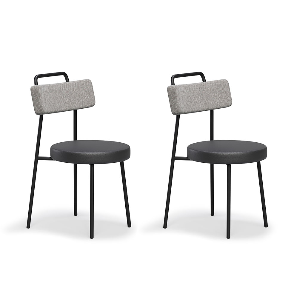 Conjunto com 2 Cadeiras Bock Cinza e Preto
