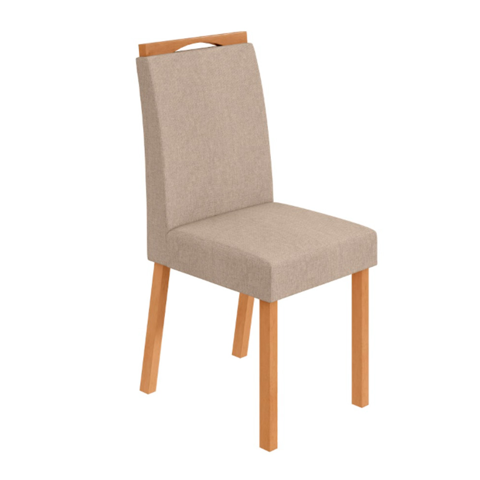 Conjunto com 2 Cadeiras Bonna Linho Bege e Amêndoa
