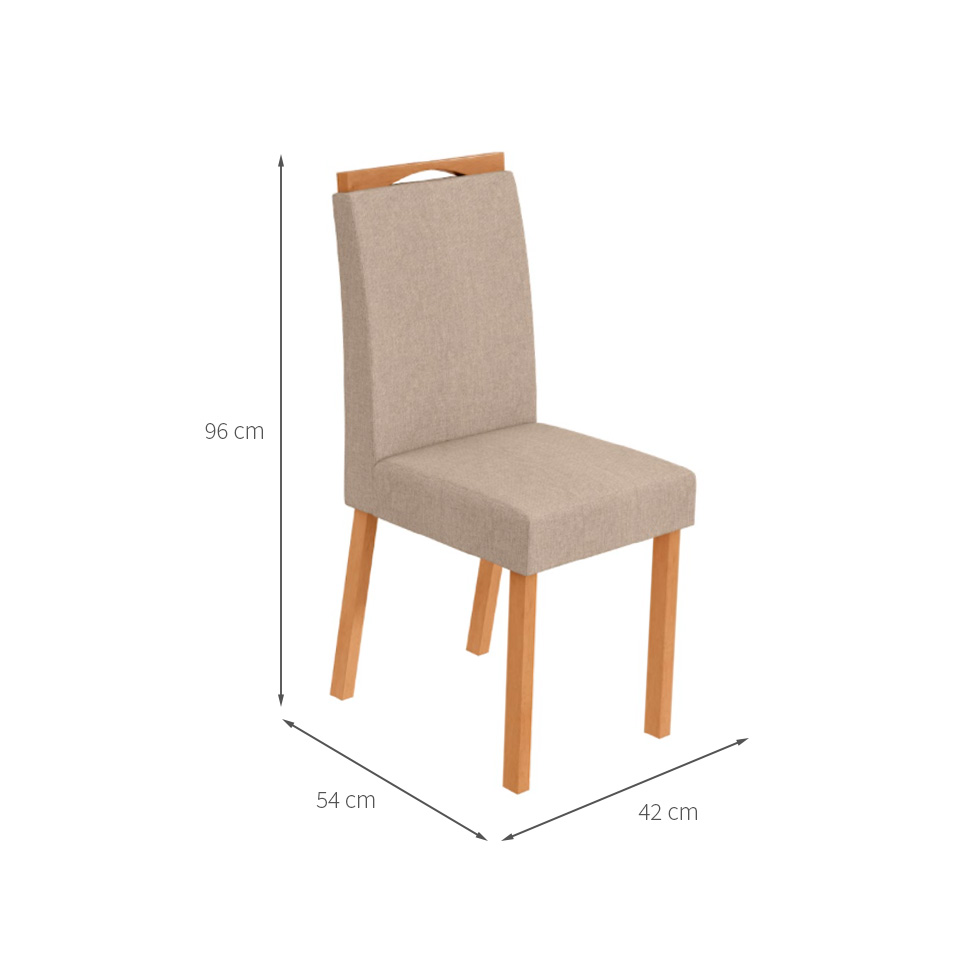 Conjunto com 2 Cadeiras Bonna Linho Bege e Amêndoa