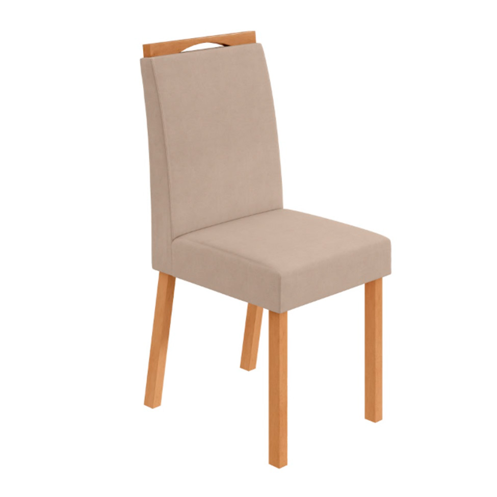 Conjunto com 2 Cadeiras Bonna Veludo Creme e Amêndoa