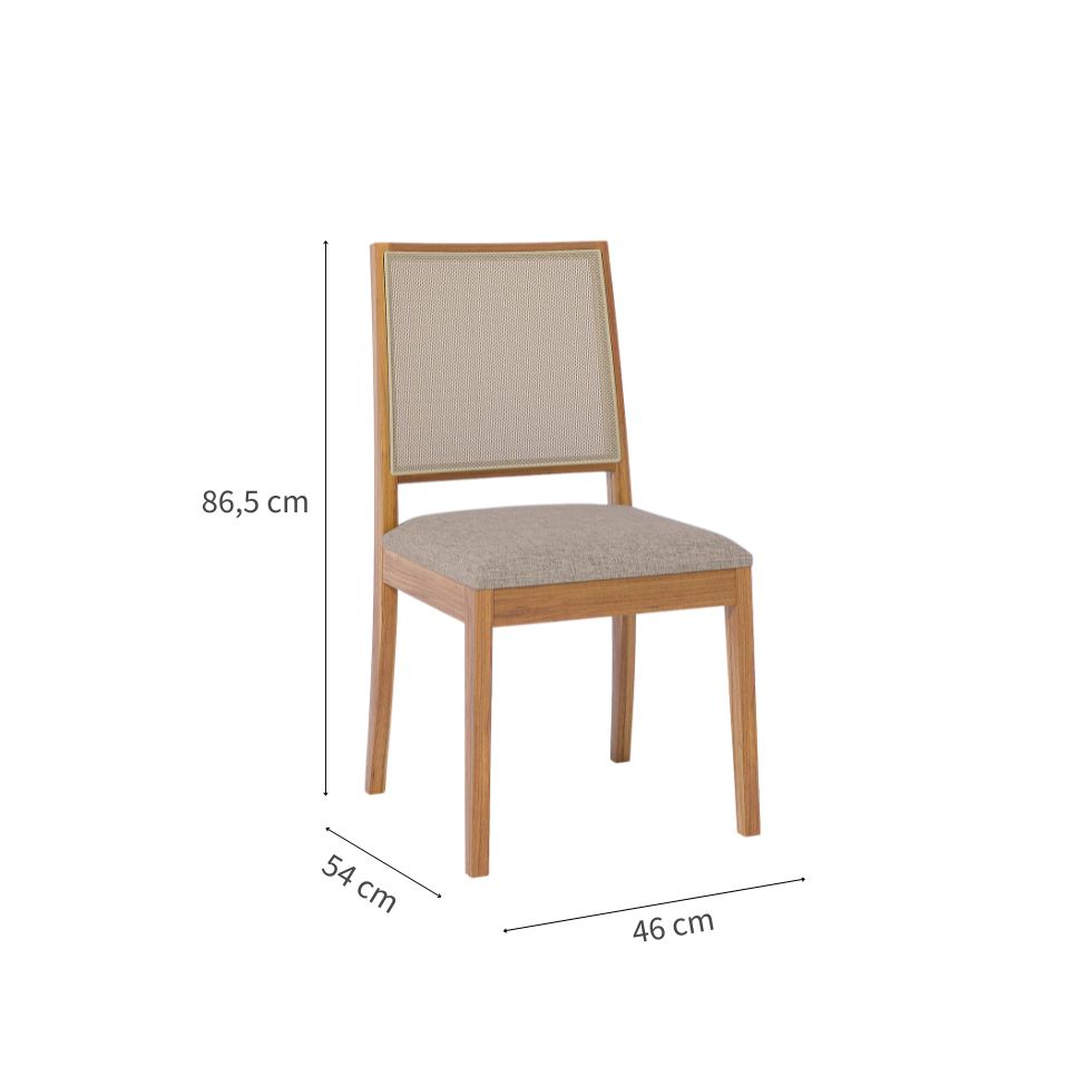 Conjunto com 2 Cadeiras Buriti Linho Bege e Madeira