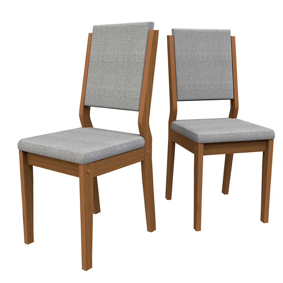Conjunto com 2 Cadeiras Carol Linho Cinza e Imbuia