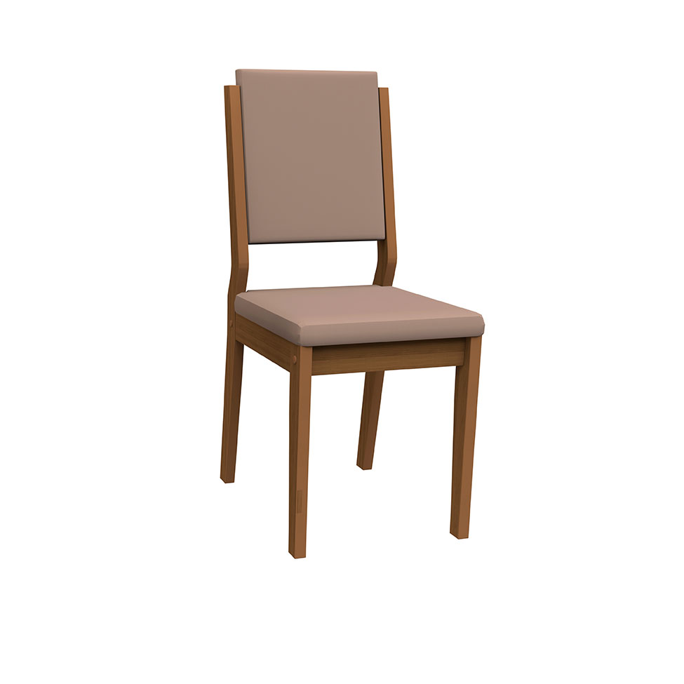 Conjunto com 2 Cadeiras Carol Revestimento Sintético Marrom Claro e Imbuia