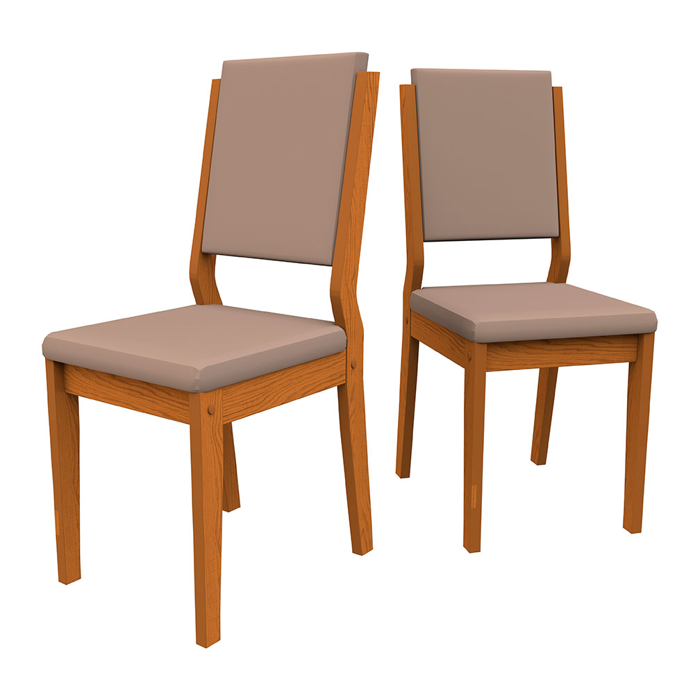 Conjunto com 2 Cadeiras Carol Revestimento Sintético Marrom Claro e Ype